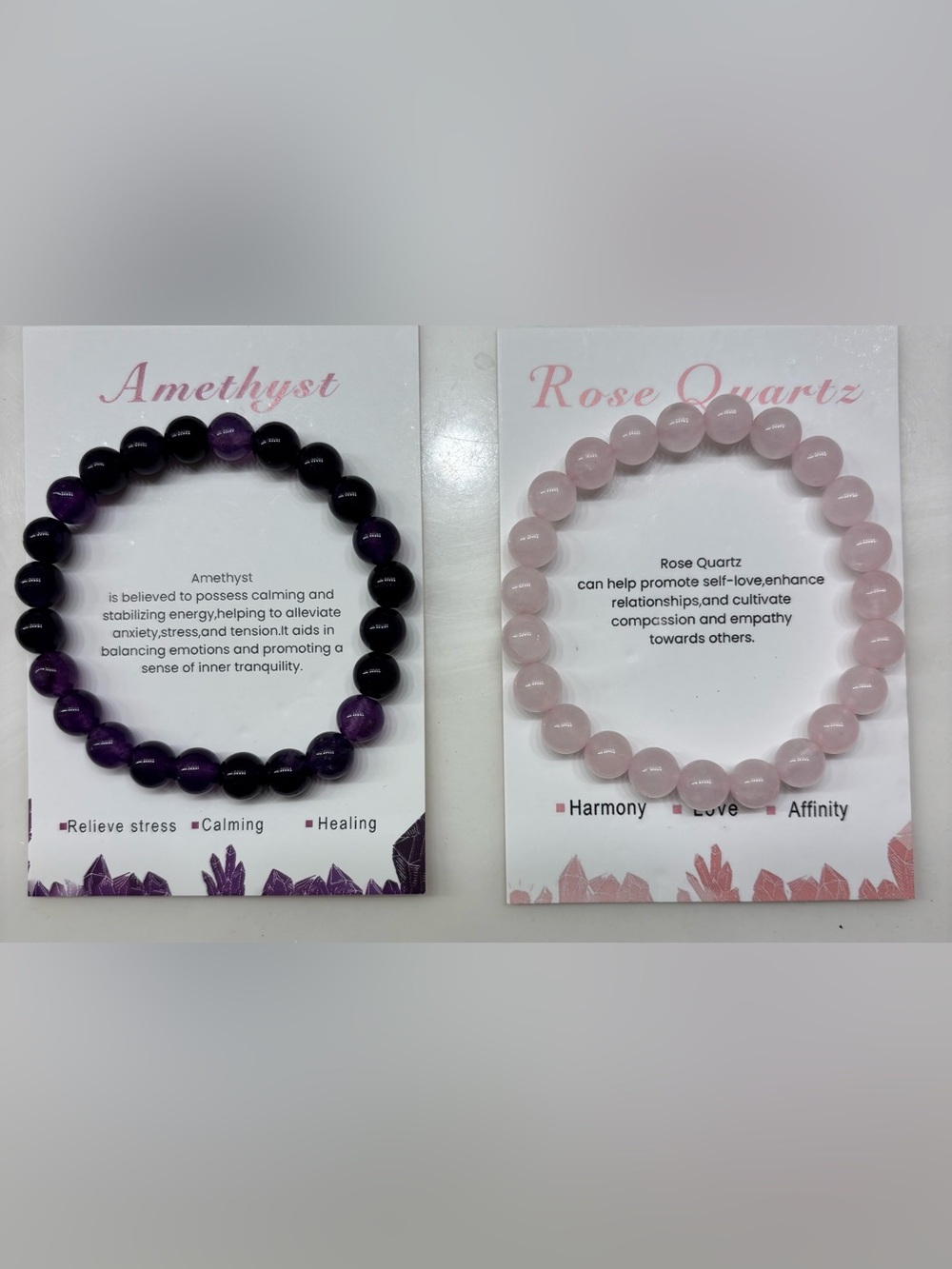 Natural stone stretch bracelets - set of 2